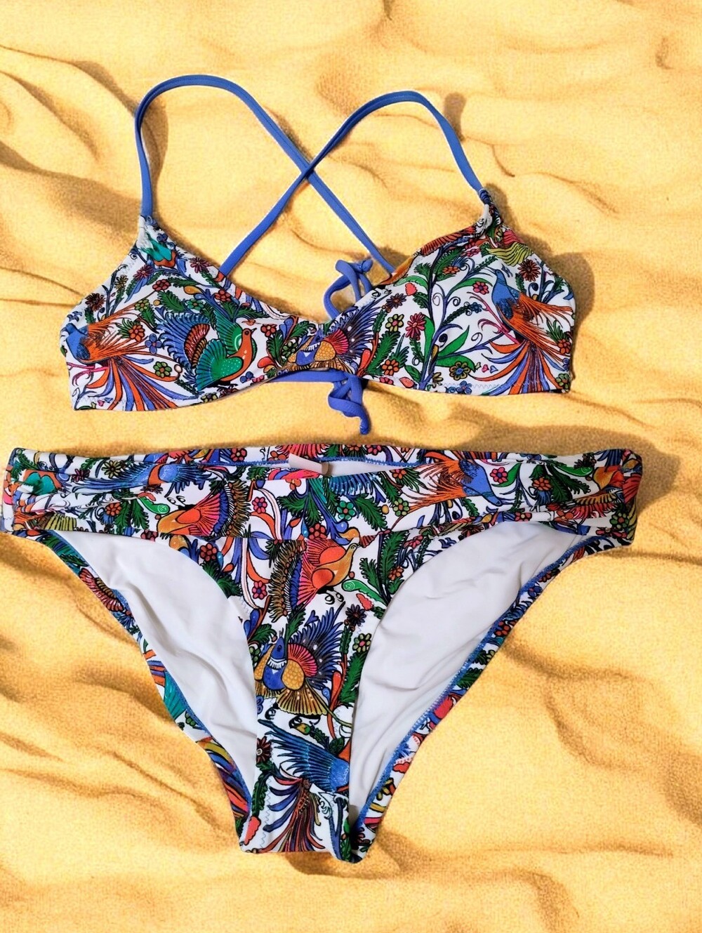 Anthropologie × Farmrio Bikini W/Exotic Birds of Paradise Size Medium NWOT